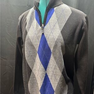 Kids Argyle Quarter-Zip Sweater - Black and Blue